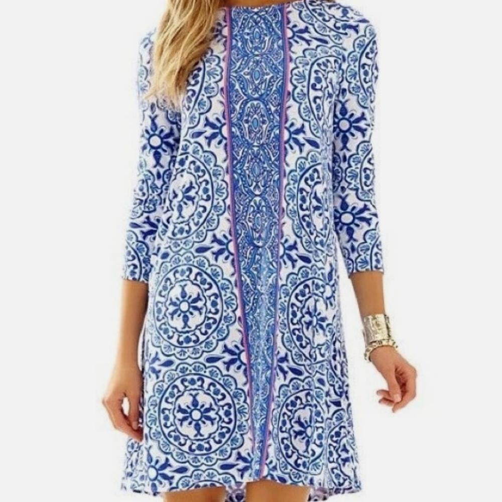 Lilly Pulitzer Blue and White Patterned Dress